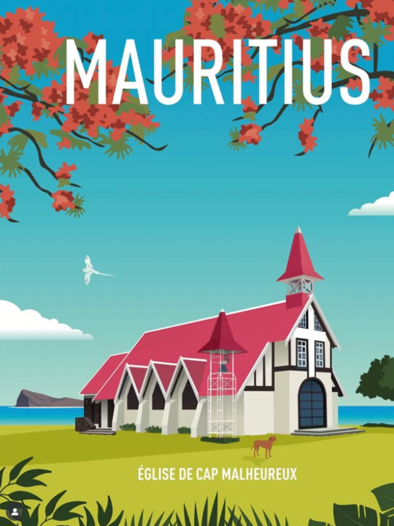 Collage des six affiches de l’île Maurice
